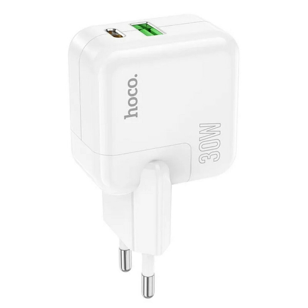 Мережевий зарядний пристрій HOCO C111A Lucky dual-port PD30W+QC3.0 charger White Киев - изображение 1