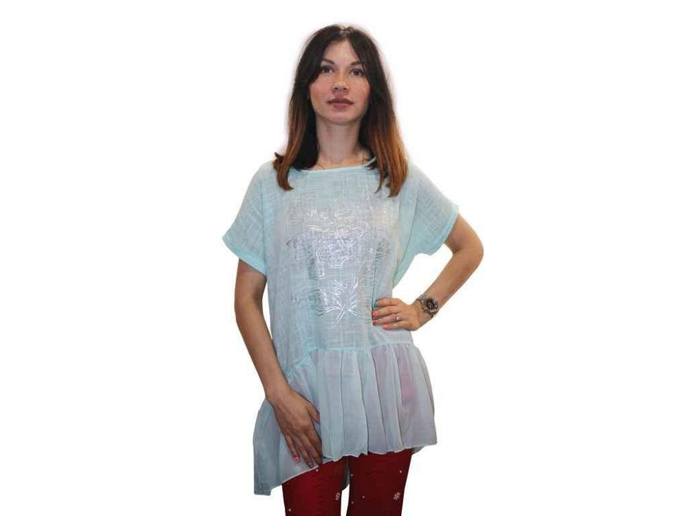 Блуза батал, натур. тканина арт 9770, бірюза р.3XL ТМ Yasili Київ - фото 1