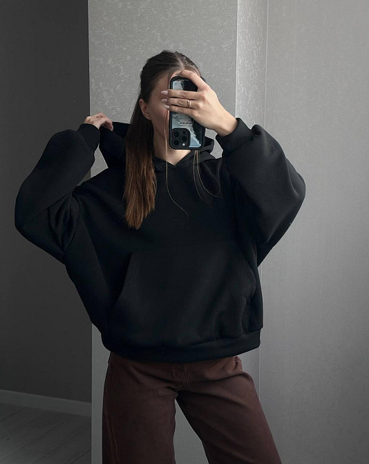 Жіноча стильна тепла худі оверсайз якісна трьохнитка на флісі Одеса - фото 8