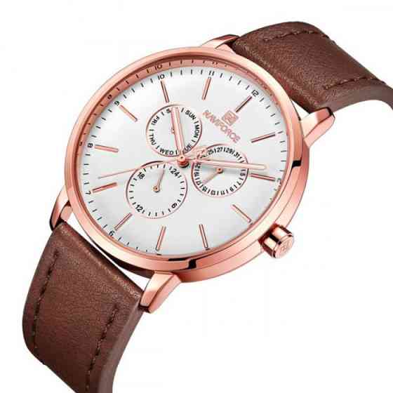 Мужские часы Naviforce Business Leather Gold NF3001 Винница