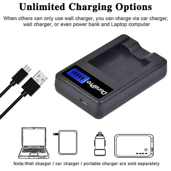 Комплект зарядний пристрій та 2 акумулятори на 1300 mAh DuraPro для Canon NB-6L Луцьк