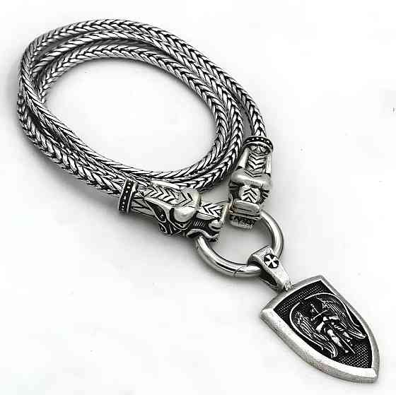 Кулон Архангел Михаил RESTEQ — стильный мужской кулон с цепочкой 60 см из цинкового сплава, массивный и выразительный кулон в Киев