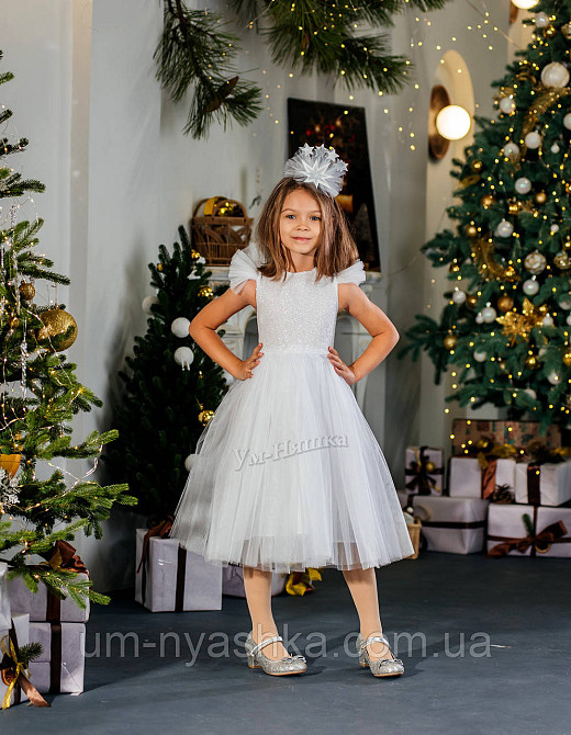 Сукня Сніжинка Біле ошатне плаття для дівчинки з паєтками Кривий Ріг - фото 7