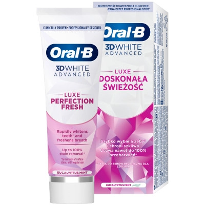 Зубна паста Oral-B 3D White Advanced Luxe Perfection Прохолода м&apos;яти та евкаліпту 75 мл (8700216922739) Вінниця - фото 1