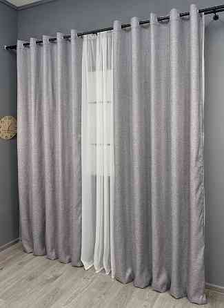 Комплект штор на люверсах VR-Textil Лен ELEMENTA № 1866ш Светло-серый 150х270см 2 шт (37-0276) Киев