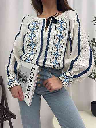 Женская современная вышиванка с геометрическим орнаментом 80% хлопок, 20% полиэстер. Одесса