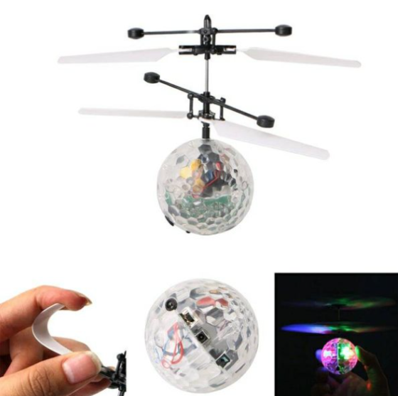 Літаючий мяч зі світлом індукційний usb 15 на 11 см прозорий коробка с дефектом Київ