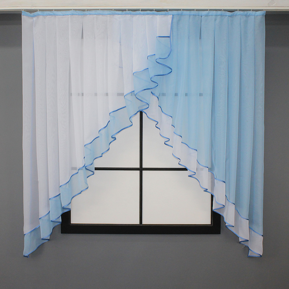 Кухонная занавеска VR-Textil № 023к голубой с белым 150х150 см (50-026) Киев - изображение 1