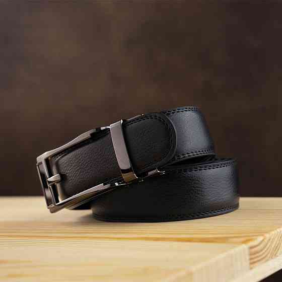 Ремінь чоловічий c тонкою пряжкою у вигляді рамки Vintage 20218 Чорний Київ