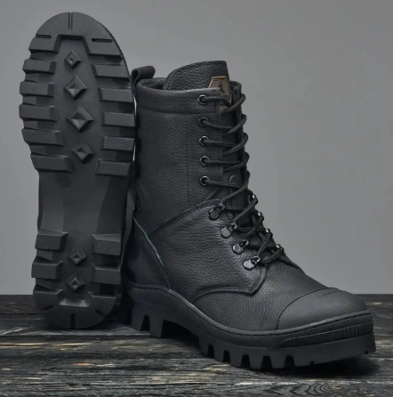 Военные мужские берцы КИБОРГ демисезонные черные кожаные тактические берцы прошить и проклеены Львов