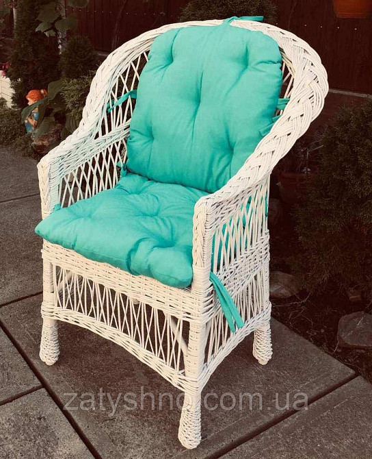 Крісло плетене з блакитною накидкою Київ - фото 6
