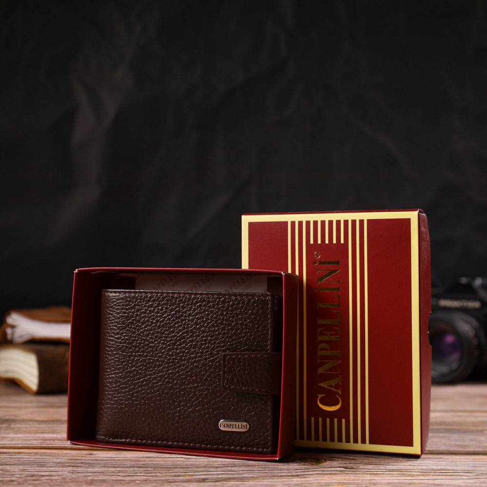 Идеальное портмоне для мужчин из натуральной зернистой кожи Коричневое (CANPELLINI) Киев - изображение 4