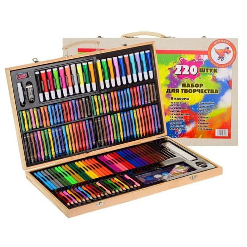 Великий художній набір у дерев’яному кейсі для творчості Київ - фото 8