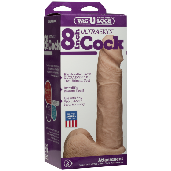 Фалоімітатор Doc Johnson Vac-U-Lock - 8 Inch ULTRASKYN Cock White (м'яте паковання!!!) Sex Aura Київ