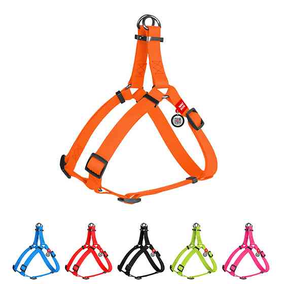 Шлея для собак водостійка WAUDOG Waterproof, з QR паспортом, металева пряжка-фастекс, Ш 25 мм, Дов 60-90 см помаранчевий Київ