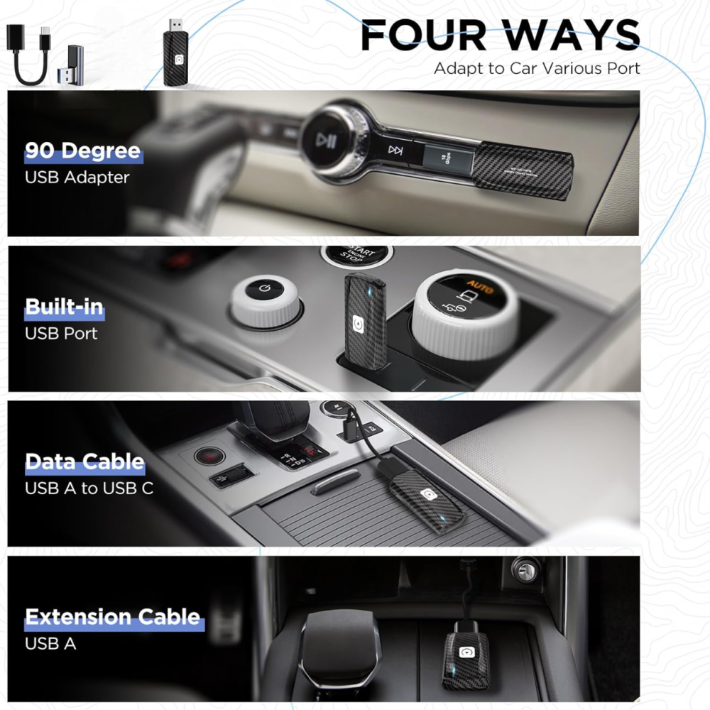 Бездротовий адаптер CarPlay с U2C-AIR 2.0, перехідник з дротового Карплей, USB-С, підтримка iOS 10+, Wi-Fi, чорний Київ - фото 2