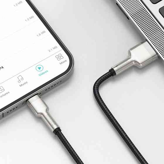 Кабель Baseus Cafule Metal Lightning 2.4A 0,25м чорний Львів