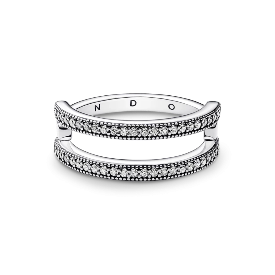 Срібна каблучка з подвійною стрічкою та паве MasterSem Київ - фото 2