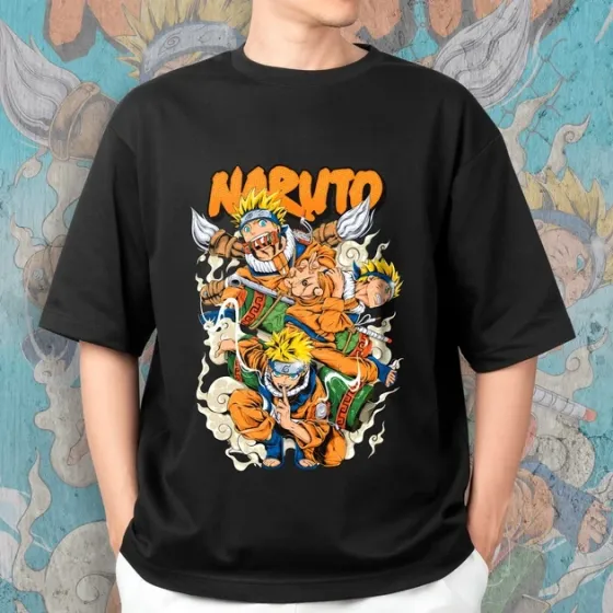 Футболка для подростка мальчика с принтом Наруто Теневые клоны Размер 160 Anime10052 Днепр