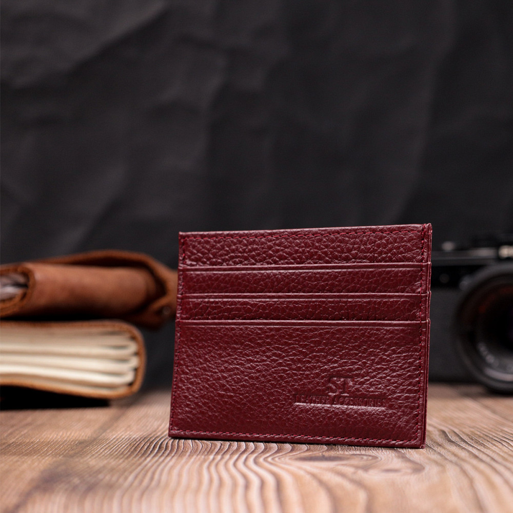 Практичний кард-кейс із натуральної шкіри ST Leather 22446 Бордовий Київ - фото 7