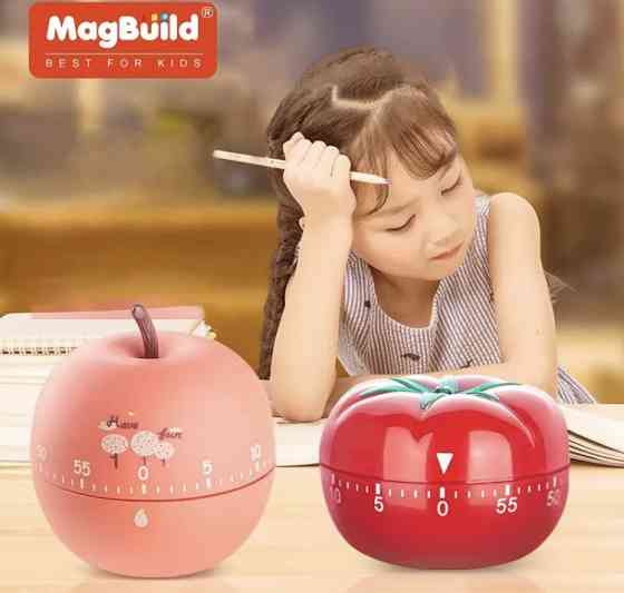 Таймер механічний для кухні "Помідор", корпус пластик, зворотній відлік, червоний, розмір 6,3*4,5 см Київ