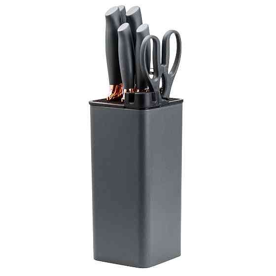 TS Kitchen Набір кухонних ножів 5 штук з ножицями та овочечисткою 33/23.5/24.5/19.5 см Чорний Коломия