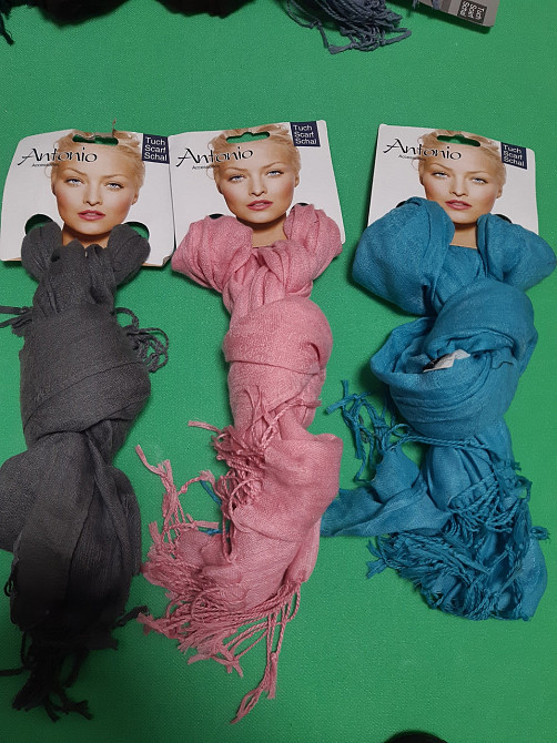 Шарфики женские набор из 3-х штук (розовый, бирюзовый, серый) - размер шарфа приблизительно 170*65см Киев - изображение 1