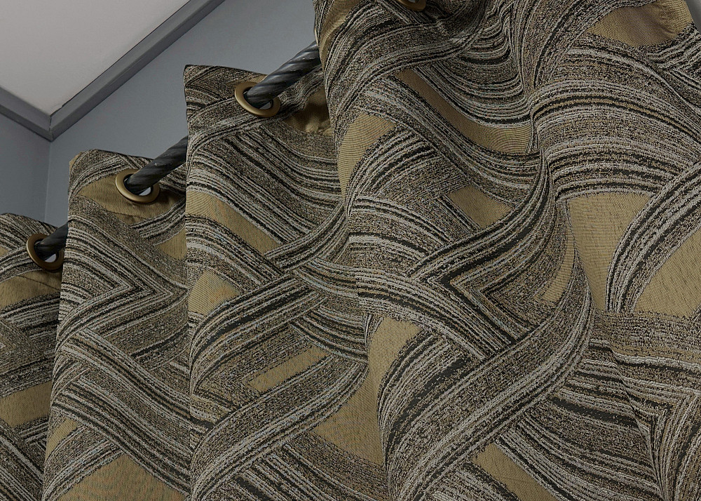 Комплект штор на люверсах VR-Textil Жакард Mystery № 1622ш Капучино з золотистим 1622ш 150х280 см 2 шт (37-0203) Київ - фото 6