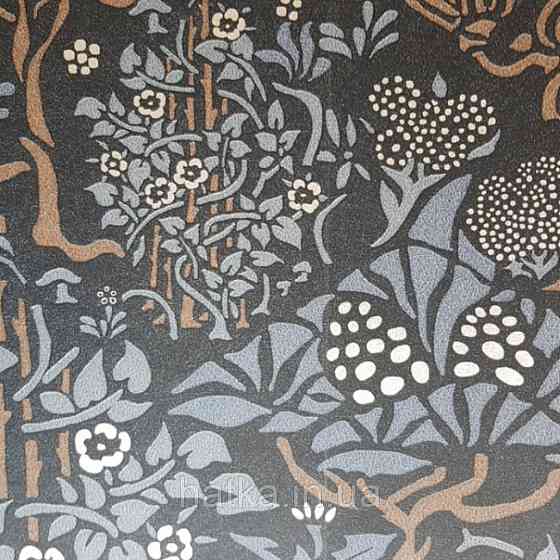 Шпалери флізелінові Decoprint екологічно чисті Daimon абстракція гілки листя чорні, коричневі, сірі срібло Київ
