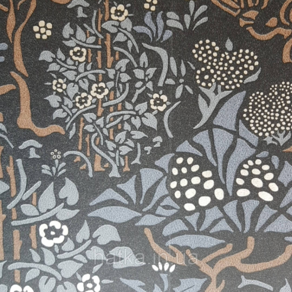 Шпалери флізелінові Decoprint екологічно чисті Daimon абстракція гілки листя чорні, коричневі, сірі срібло Київ - фото 3
