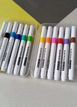 Набір акрилових маркерів 12 штук у кейсі Y 04 для малювання на папері Одеса - фото 3