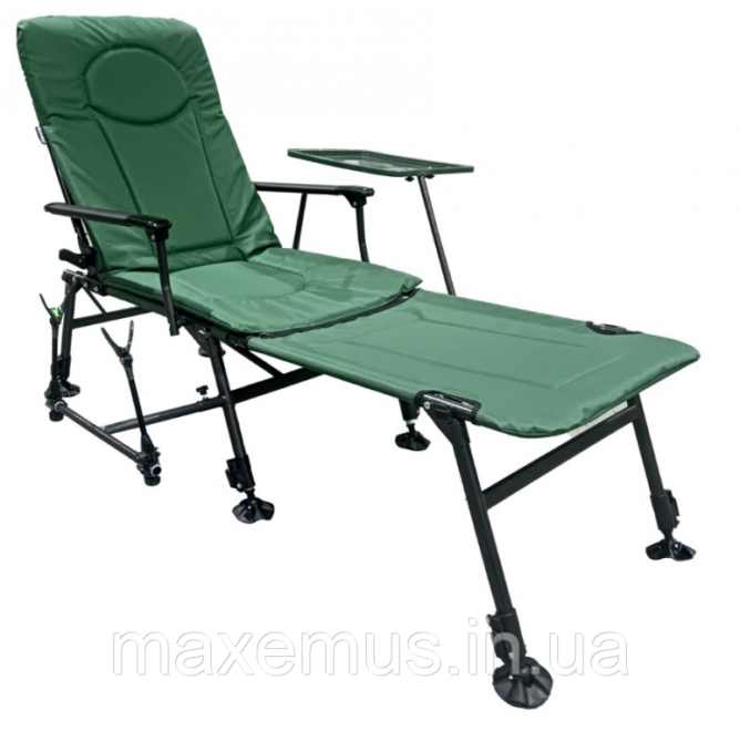 Карповое раскладное кресло-лежак для рыбалки со столиком и подставкой Bonro B-23 Зеленое (до 120 кг) Мостиська - фото 10