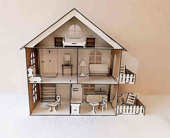 Ляльковий будиночок   з терасою і набором меблів. Зібраний , готовий до гри. Ірпінь
