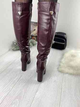 Nivelle Чоботи жіночі NIVELLE бордові шкіра натуральна висота 40см обхват 36-37см каблук 9.5см Коломыя