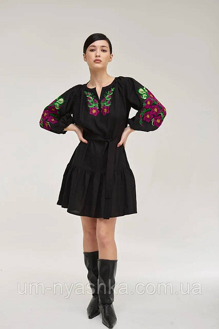 Жіноча вишита сукня, чорна вишиванка жіноча Квітковий сад Кривий Ріг - фото 4