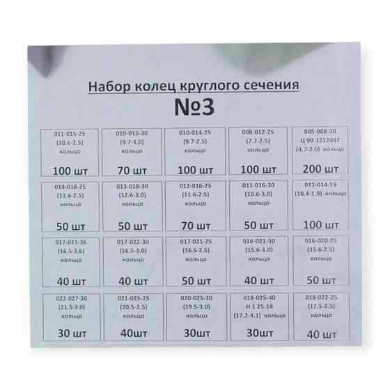 Набір ущільнювальних кілець №3 1280 шт рось гума Мукачево