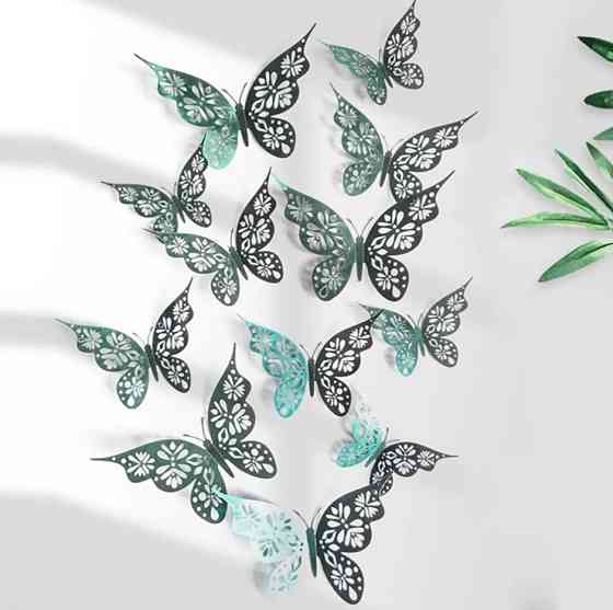 Метелики декор на стіну 12 штук зелений Київ