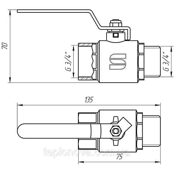 Кран кульовий прямий SELBA 3/4" НВ КР SL1505 Чернівці