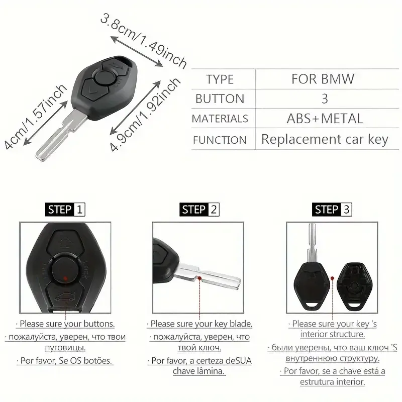 Ключ-заготовка BMW с 3 кнопками и корпусом под чип Киев - изображение 9