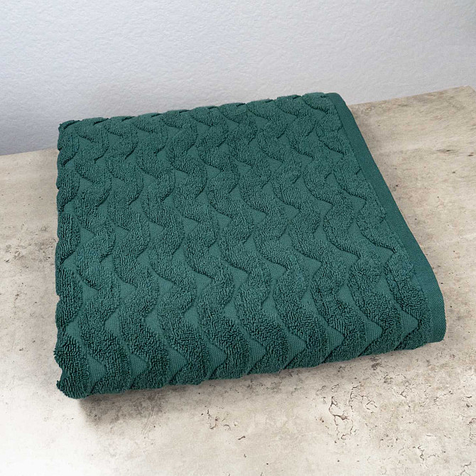 Махровий банний рушник Жакардовий Хвиля GM Textile 70х140см 500г/м2 (Зелений) Суми - фото 1