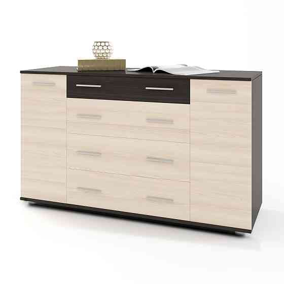 Комод для вещей К-4 Эверест 130х38х73 венге темный+дуб молочный Телескопические (шариковые) (DTM-2028) Днепр