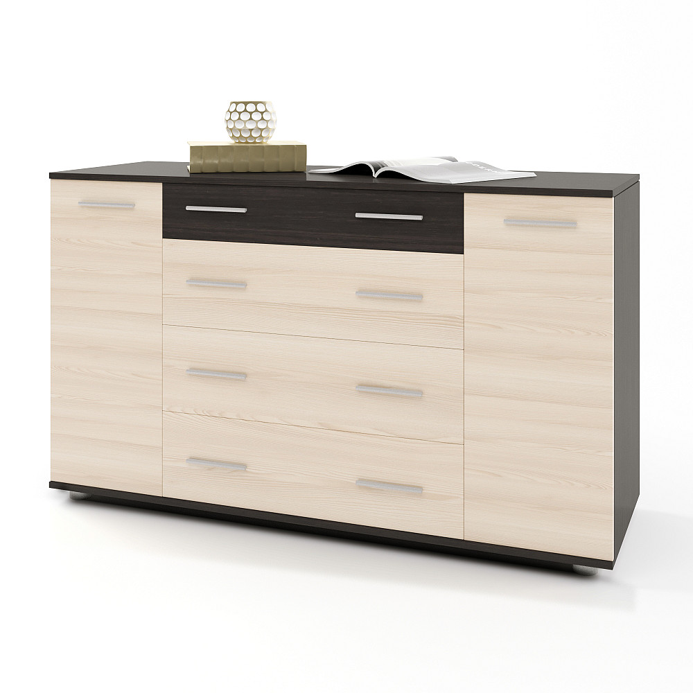 Комод для вещей К-4 Эверест 130х38х73 венге темный+дуб молочный Телескопические (шариковые) (DTM-2028) Днепр - изображение 2