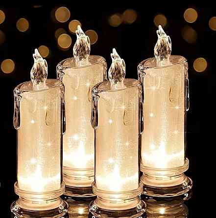 LED свічка на батарейках 4 шт 15х5 см Сміла