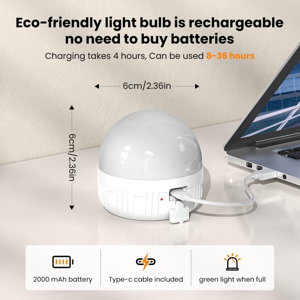 Акумуляторні LED-лампочки LGMCF E14 2 шт., 6 Вт, 350 лм, 2000 мАг, магнітні, 3 кольори, пульт, таймер Київ - фото 4