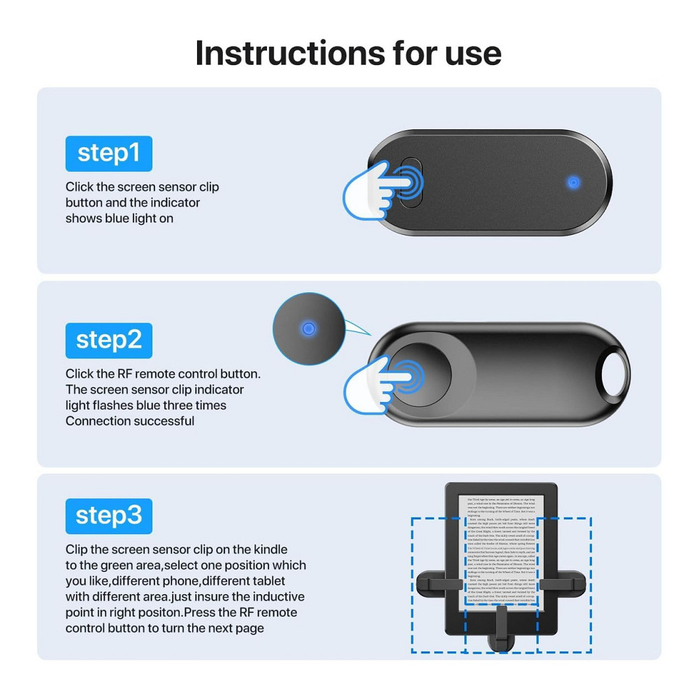 Пульт перегортання сторінок дистанційний Sycelu чорний RF бездротовий USB-C перезаряджувальний сумісний Kindle Kobo iPad Київ - фото 6