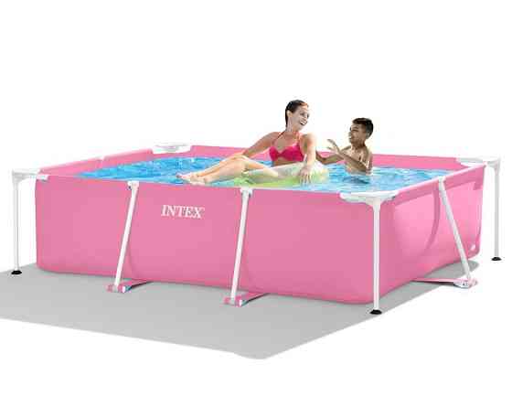Каркасный розовый детский бассейн 220х150х60 см Intex прямоугольный Киев