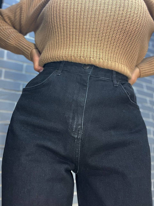 Джинсы женские Bella 4511 увеличенные размеры палаццо равны от бедра стрейчевые, черный, 46, 46, 93  Одесса - изображение 2