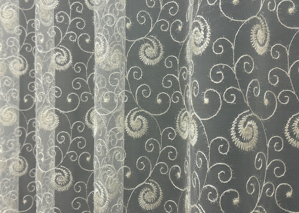 Тюль VR-Textil 1685т Фатин с вышивкой Молочный 300х270 см (42-0728) Киев - изображение 6