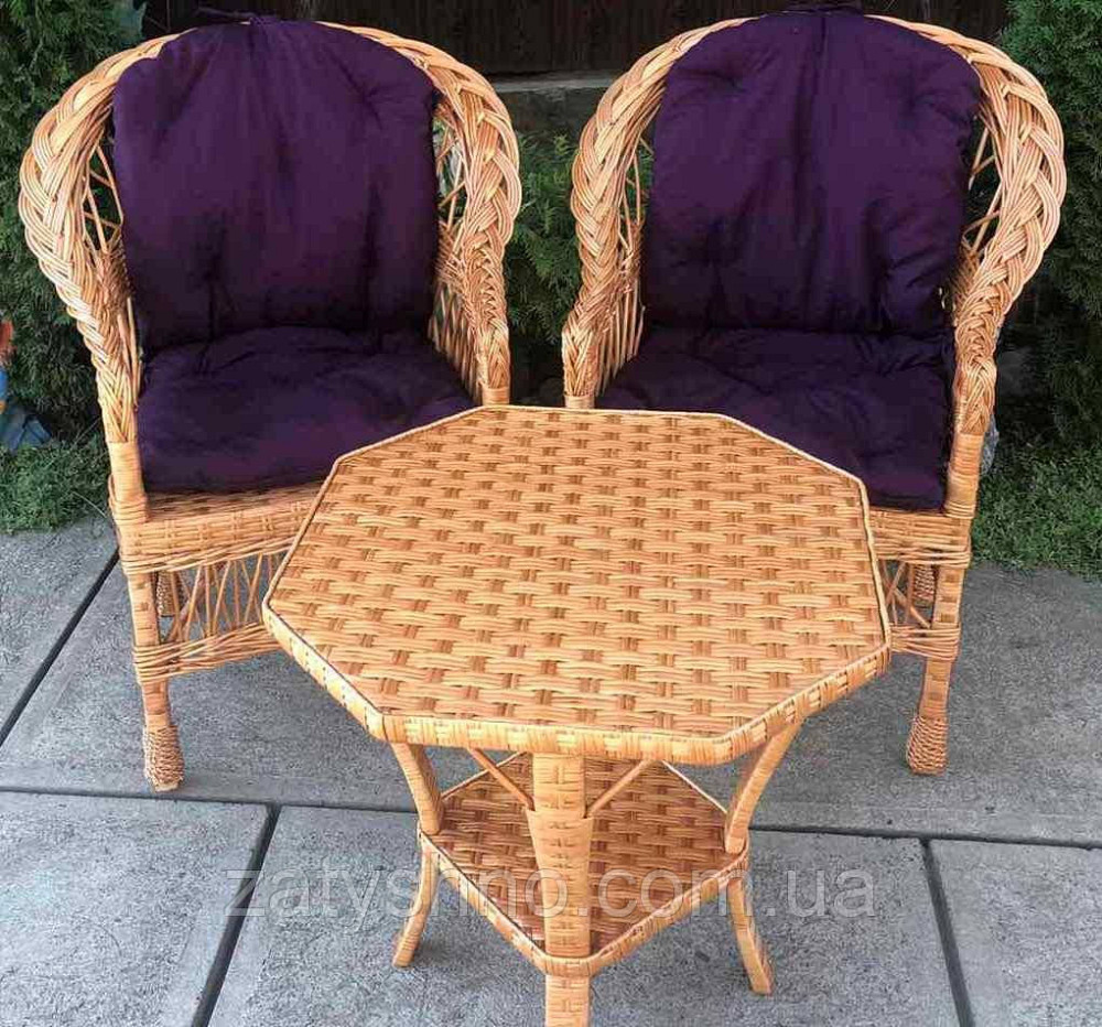 Плетені меблі на подарунок |  Меблі з лози плетені | меблі плетені з 8-ми вугільним столом Київ - фото 1