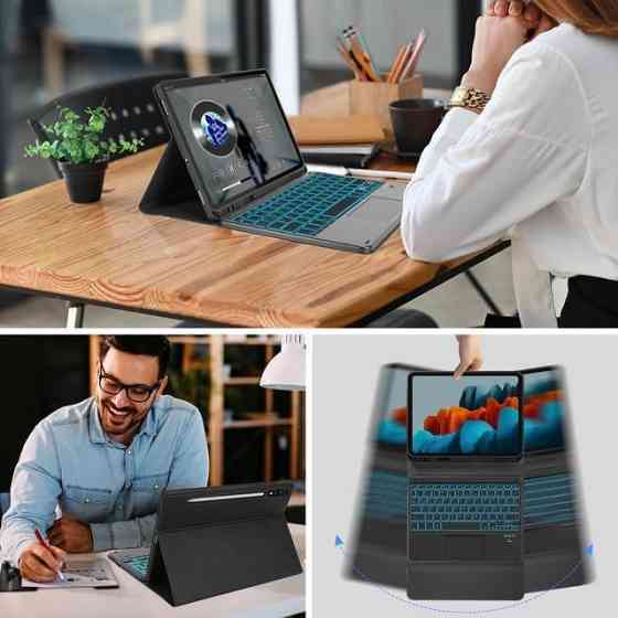 Фирменный чехол-книжка ROOFEI с Bluetooth клавиатурой для планшета Samsung Galaxy Tab S8 2022/ S7 2020 11 дюймов Днепр